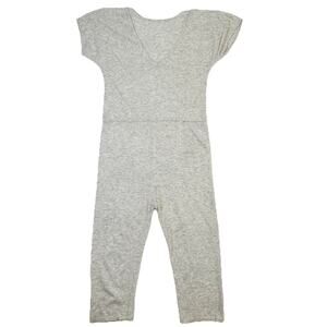 Callahan Short Sleeve Jumpsuit Womens Medium Gray Wool Angora Blend Knit V Back